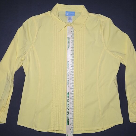 Koret Womens Yellow Long Sleeve Button Up Cotton Blouse Size 14 - Picture 12 of 13